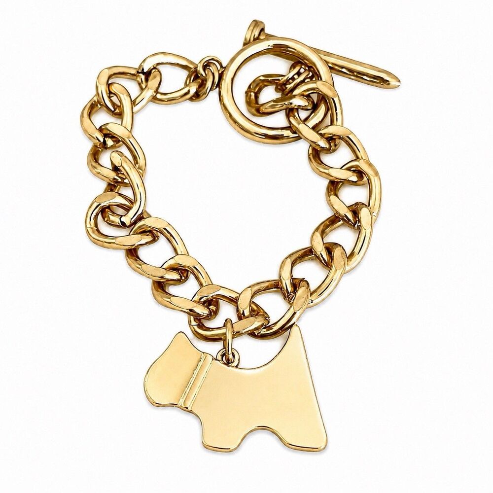 Scottie Dog Chunky Charm Bracelet Gold-tone Scottish Terrier